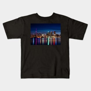 Toronto Skyline At Night From Polson St No 2 Kids T-Shirt